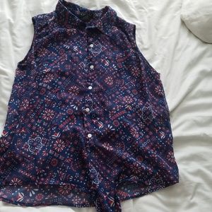 Americana button-up sleeveless shirt